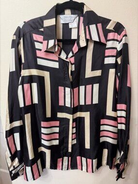 MaxMara / 12 / Vintage / 100% Silk / Retro / Geometric / 70s / 80s / Maximalism